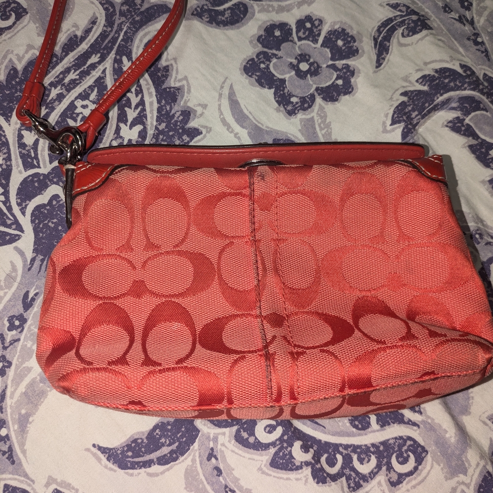 Coach Red Wristlet Clutch